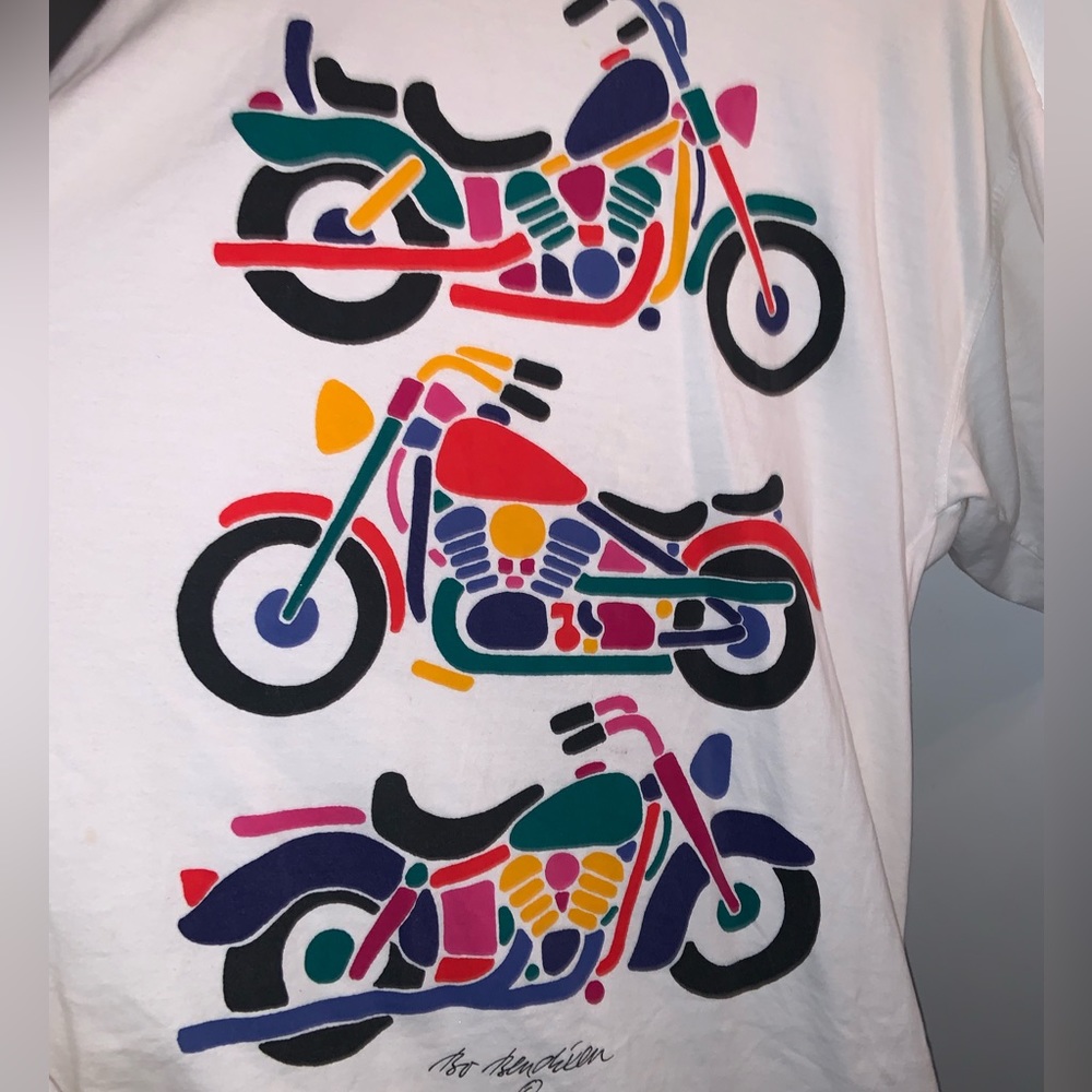 Vintage 90s Bo Bendixen Motorcycle Print XXL